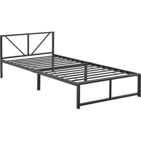 Letto singolo in metallo massiccio con doghe in metallo nero 90 x 200 cm LIT03001