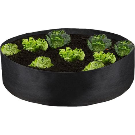 4pcs Round Garden Grow Bag Felt Breathable Fabric Garden Plant Grow Bag Planting Container (Black, 5 (1/4)