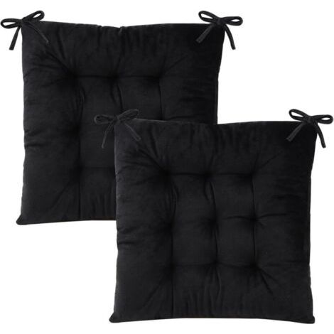 LAN Lot de 2 coussins de chaise pour chaises de salle à manger avec attaches pour bureau, salon, salle à manger, extérieur 15,5\ (1/4)