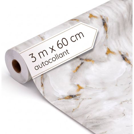 Dalsys revêtement mural autocollant rouleau de 3m x 60cm Blanc onyx PVC