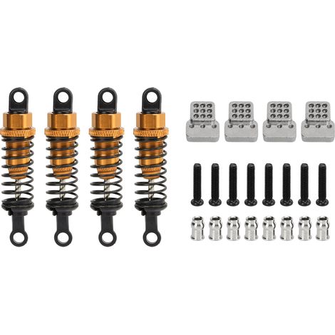 4 pièces amortisseurs métal 64mm avec supports pour pièces de rechange WPL RC voiture or (1/5)