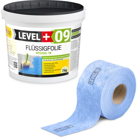 LEVEL+ Dichtset für Duschabdichtung Bad Dichtband Flüssigfolie 7kg SET73 (1/5)