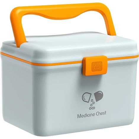 4,8-Liter-Medizinbox, tragbar, zweilagig mit Tragegriff, Medizinschrank, Erste-Hilfe-Set, Medikamentenaufbewahrungsbox, Blau (1/5)