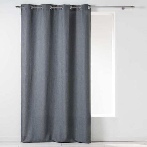 Rideau a oeillets 140 x 260 cm chambray uni newton Anthracite (1/4)
