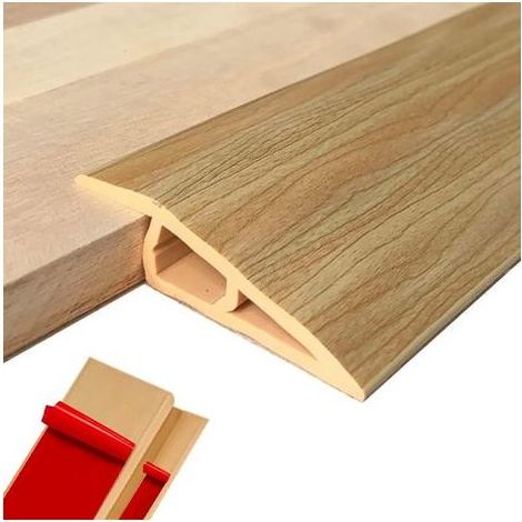 (Grain de bois clair, 15 mm (hauteur), 1 m (largeur)) Barre de seuil adhésive en PVC, seuil de porte, profilés de réglage de la hauteur en vinyle, réglage du niveau de hauteur du seuil