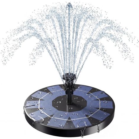 3W Fontaine Solaire pour Extérieur avec Batterie 1200 mAh, Fontaines Solaires de Jet, Pompe de Bassin Solaire, Pompe à Fontaine Flottante Solaire pour Jardin, Bassin