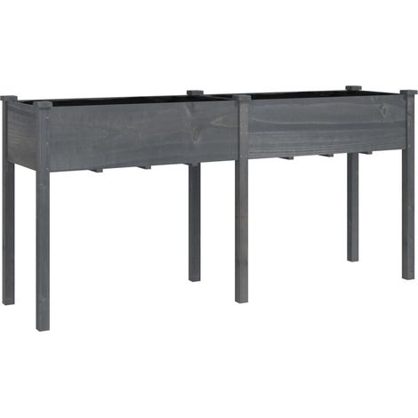 Jardinière Bac à fleurs avec doublure gris 161x45x76 cm bois massif de sapin (1/5)