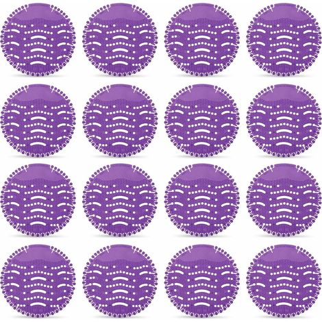 Lot de 16 tamis d'urinoir avec parfum, tapis d'insert d'urinoir, protection anti-éclaboussures, désodorisant emballé individuellement, parfum durable pour toilettes, toilettes publiques, salle de bain (1/5)