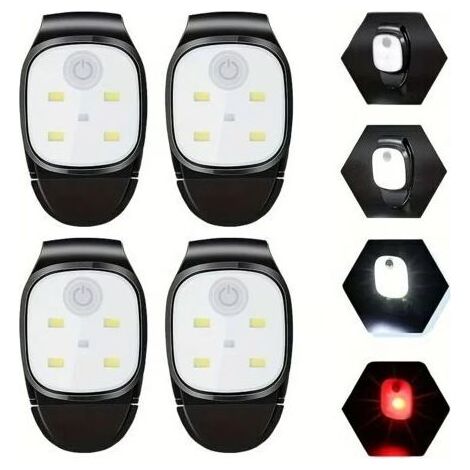 4-teiliges LED-Clip-On-Licht-Set, reflektierende, USB-wiederaufladbare Clip-On-Lampe, 4 Leuchtmodi, Mini-Stirnlampe für Outdoor-Aktivitäten wie Laufen, Joggen und Angeln (1/4)