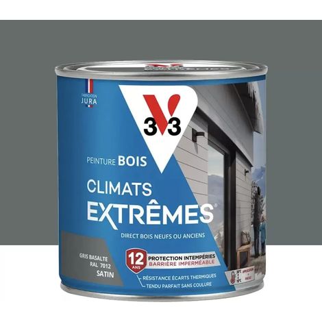 Peinture bois V33 Climats Extrêmes Satin Gris basalte 0,5 L (1/3)