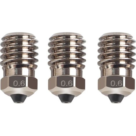 Buse d'imprimante 3D en acier trempé, placage Ni, extrudeuse résistante aux hautes températures Hotend pour X1 P1P 0.6mm 3 pièces (1/5)