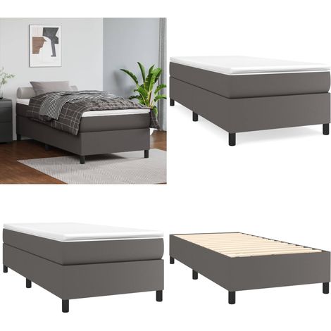 Boxspringbett mit Matratze Grau 80x200 cm Kunstleder - Boxspringbett - Betten - Doppelbett - Kunstlederbett - Gästebett - Home & Living (1/5)