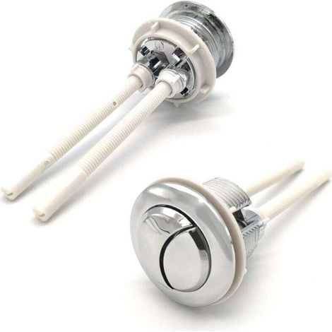 2 Stück 38-mm-Doppelmengenspül-Druckknöpfe für Toiletten. Standard-Spülkastenknöpfe. verchromt und silberfarben. Ersatz-Spülknopf für Toilettenspülung (1/4)