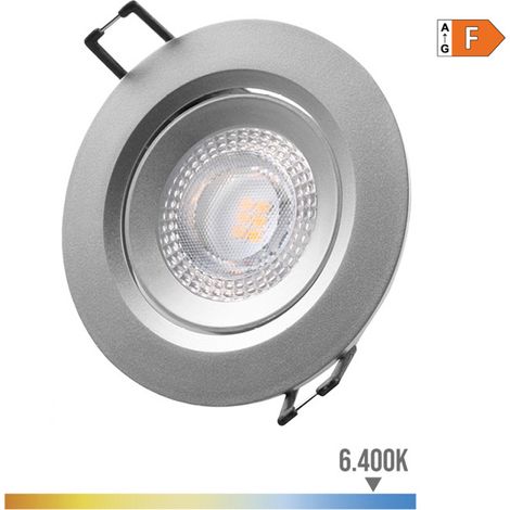 DOWNLIGHT LED EMPOTRABLE REDONDO 5W 6400K LUZ FRIA. COLOR CROMO Ø9cm EDM (1/3)