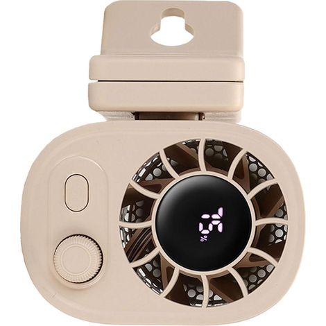 Ventilateur de bureau (abricot) avec pince robuste, rechargeable, affichage LED, vitesse de ventilation réglable, fonctionnement silencieux (1/5)