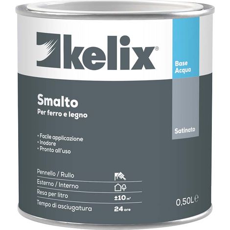 Smalto acqua kelix satinato 0,5 lt nero