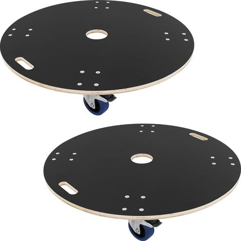 ECD Germany Set 2 Carrelli da Trasporto per Mobili Elettrodomestici Rotondi Ø 87 x 14,5 cm con 4 Ruote Girevoli 2 Freni Capacità di Carico Max 800 kg Piattaforma per Carichi Pesanti