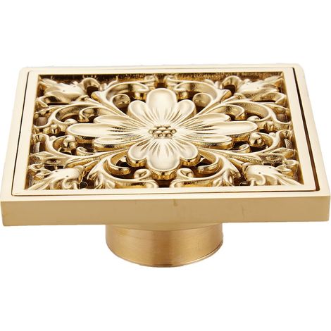 BRAVIX Égouttoir de sol carré en laiton antique avec filtre de drainage pour salle de bain