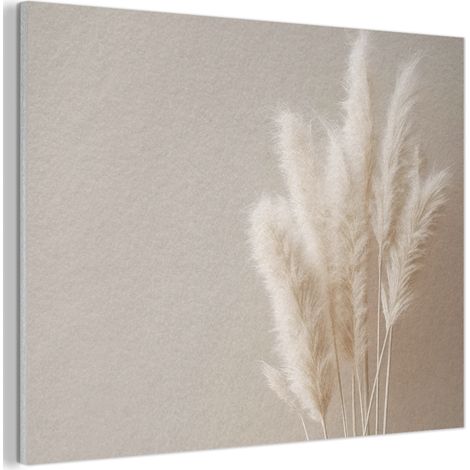 TABLEAU ACOUSTIQUE Herbe de la pampa - Plumes - Pastel - Blanc Décoration Murale Feutre 100x70 cm (1/5)