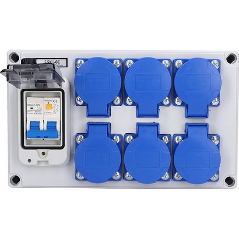 Boîtier de prise murale étanche en ABS, 6 prises allemandes, 200-250 V, pour jardin. (1/5)