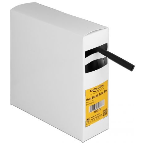 Delock Caja de tubos termorretrÃ¡ctiles, con adhesivo interior, relaciÃ³n de contracciÃ³n 3:1, 5 m x 7,9 mm negro