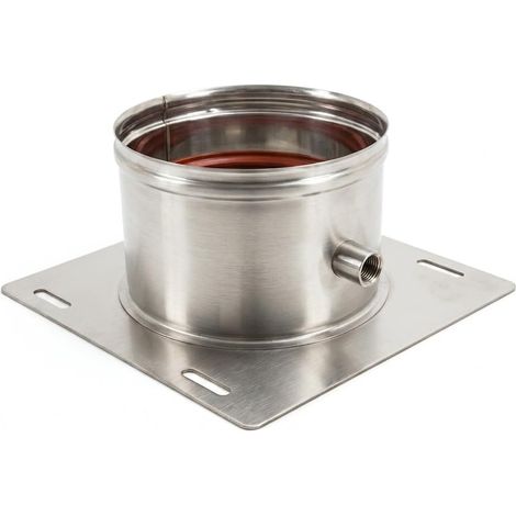 MAKA Piastra di Base con Scarico Condensa per Canna Fumaria in Acciaio Inox, Piastra di Partenza con Attacco 3/4 Gas AISI 316 Ø 100 mm (1/5)