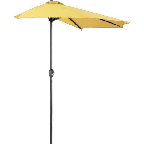 Mezza Luna - Ombrellone a mezza luna con palo centrale da Ø38 mm e telo in poliestere da 180gr/mq con airvent. Ombrellone da balcone o terrazzo in giallo L300xP150xH250 cm