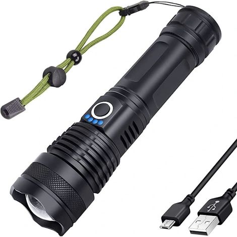 Lampe torche LED rechargeable, puissante et étanche, dotée de 5 modes de fonctionnement, idéale pour le camping, la pêche et les activités de plein air. - AquaForge (1/5)
