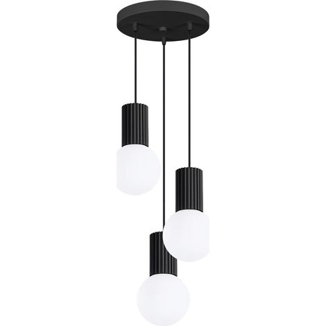 Lámpara colgante Mido negro, 3 luces (1/5)