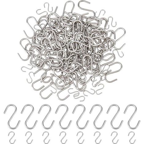Petits crochets en S en acier inoxydable, disponibles en 2 tailles - Lot de 160 pièces - Pour suspendre objets artisanaux, bijoux et clés - Multicolore (1/5)