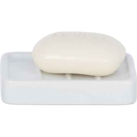 WENKO Seifen Ablage Schale Halter Bad Küche WC Keramik Igel Unterlage Hex weiß (1/3)