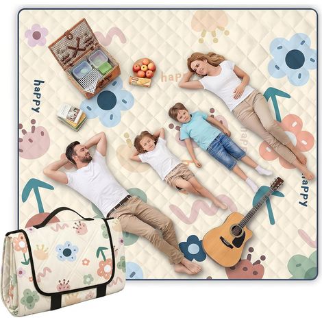 Picknickdecke (200 x 200 cm), Picknickmatte, wasserdichte und sandabweisende Campingmatte, waschbar und leicht (1/5)
