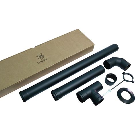 Ensemble 7 Pièces Accessoire Poêle À Granulés Acier Carbone 80 Mm Épaisseur 1,2 Mm Pour Évacuation Fumées