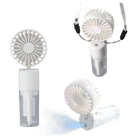 Ventilateur portable 3 en 1, mini ventilateur, silencieux, rechargeable, avec réservoir d'eau et cordon, pliable à 180 degrés, 4 vitesses, pour la maison ou le bureau, autonomie de 6 à 8 heures (blanc (1/5)