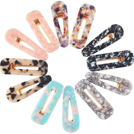 12 Pièces Pinces à Cheveux en Résine Acrylique Clips à Cheveux d’Alligator Géométrique Barrettes Colorées en Acryliques pour Accessoires de Cheveux de  Adolescentes (1/5)