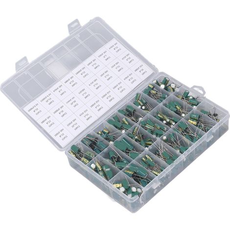 460-teiliges Elektrolytkondensatoren-Set, Inline-Aluminium-Elektrolytkondensatoren-Sortiment, 6,3 V–50 V, Grün (1/5)