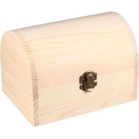 Boîte Bois Carrée Brut avec Serrure Coffret Bois Multifonction pour Rangement Matériel Loisirs Créatifs Maison Atelier (1/5)