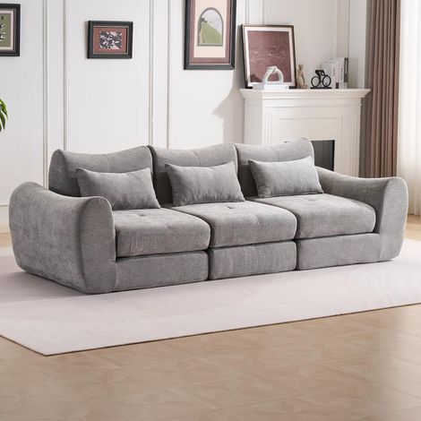 Modulares 3-Sitzer Schlafsofa in L-Form, Sofa mit Schlaffunktion, werkzeuglos montierbar, platzsparend