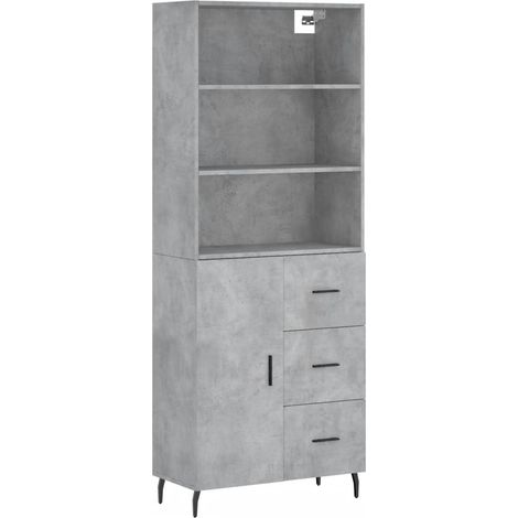 Credenza buffet cassettiera mobile contenitore organizer cucina soggiorno soggiorno alto 69,5 x 34 x 180 cm derivati del legno grigio 020034564