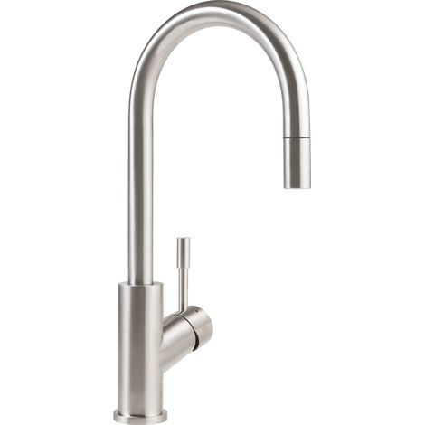 Villeroy & Boch Umbrella Flex - Miscelatore Cucina Alta Pressione con Doccetta Estraibile, Rotazione 360° e Risparmio Idrico, Altezza Bocca 220 mm - Acciaio Inox
