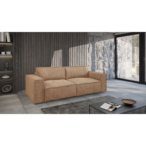 Sofa 3-Sitzer mit Schlaffunktion VAJANA Stoff Tilia Rostbraun (1/5)