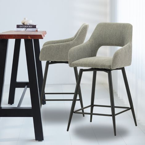 Tabouret de bar pivotant en tissu vert Skye - Hauteur d'assise 67 (1/5)