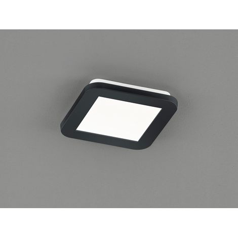 Dimmbare LED Deckenleuchte CAMILLUS flache Badezimmerlampe 17x17cm Schwarz IP44 (1/5)