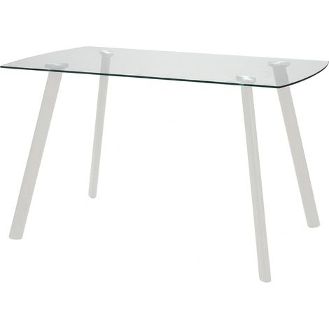 Tavolo da Pranzo Moderno Fisso Bianco per Cucina e Soggiorno 130x75x75cm (1/5)