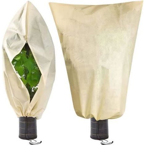 Winter plant cover set of 2, 100 x 80 cm, with drawstring and zipper for cold protection.