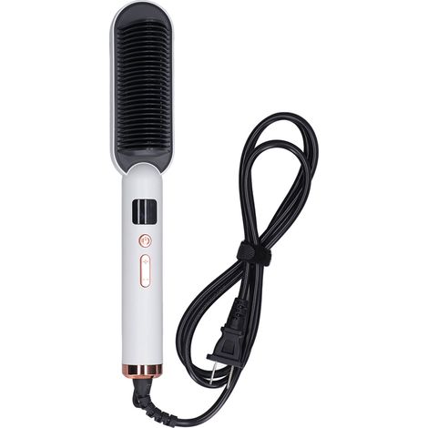 Brosse lisseuse blanche, 3 modes de température, revêtement ionique, arrêt automatique, peigne à lisser pour maison, salon, voyage, 220V CN (1/5)