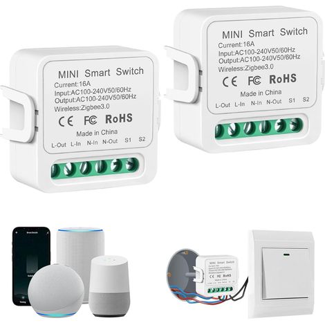 Zigbee Interrupteur Intelligent, 16A Mini Zigbee3.0 Smart Switch, Nécessite Un Fil Neutre, 100-240v (1/5)