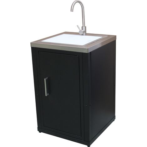 Modulo Lavello da Esterno in Acciaio Inox con Rubinetto Integrato e Tagliere – Sistema Cucina Outdoor Componibile 60,7x60,7 h.94cm