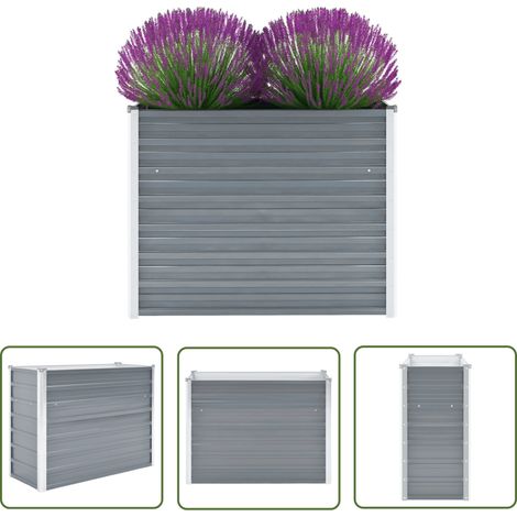 The Living Store Lit surélevé de jardin Acier galvanisé 100x40x77 cm Gris - Jardinière - Bac De Plantation - Pot De Fleurs Extérieur - Plante Grimpante - Décoration Jardin (1/5)