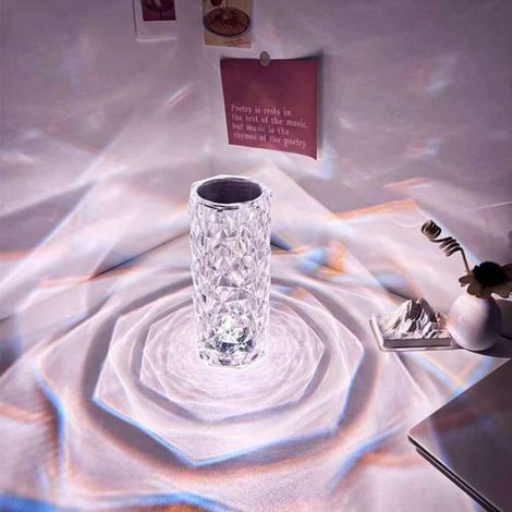 Lampe LED avec 16 couleurs, Lampe de table cristal, Lumière d'ambiance rechargeable, Commande tactile et télécommande (1/4)